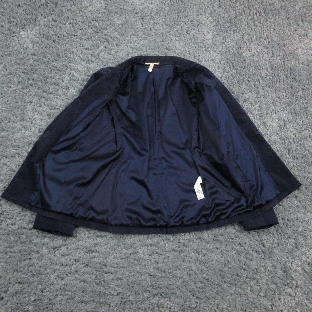 Eileen Fisher Blazer Womens 0 Navy Blue Corduroy Stretch Organic Cotton Jacket - Picture 2 of 16